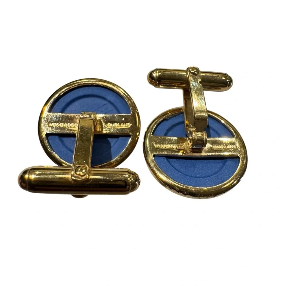 Wedgewood Gold and Blue Cufflinks with Classical Motif